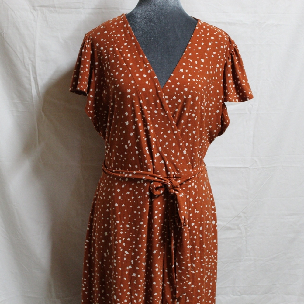 Nine West Brown Orange Midi Sundress